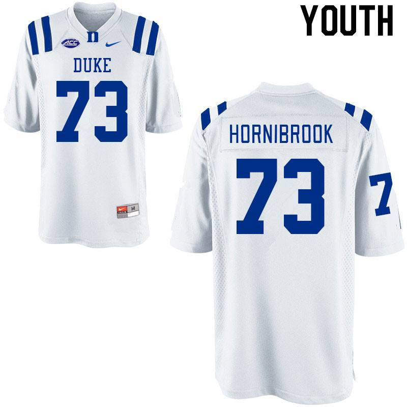 Youth #73 Jake Hornibrook Duke Blue Devils College Football Jerseys Stitched-White - Click Image to Close